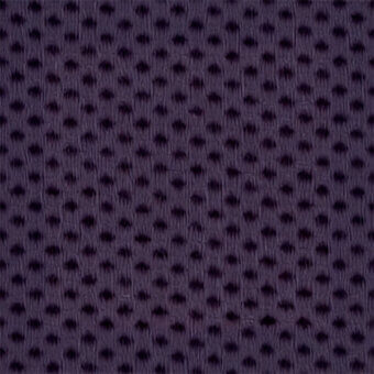 Dark purple “bounce” knit fabric with circular openings, matte finish, dense weave, looped yarn texture from egoitaliano’s “(e)” collection.